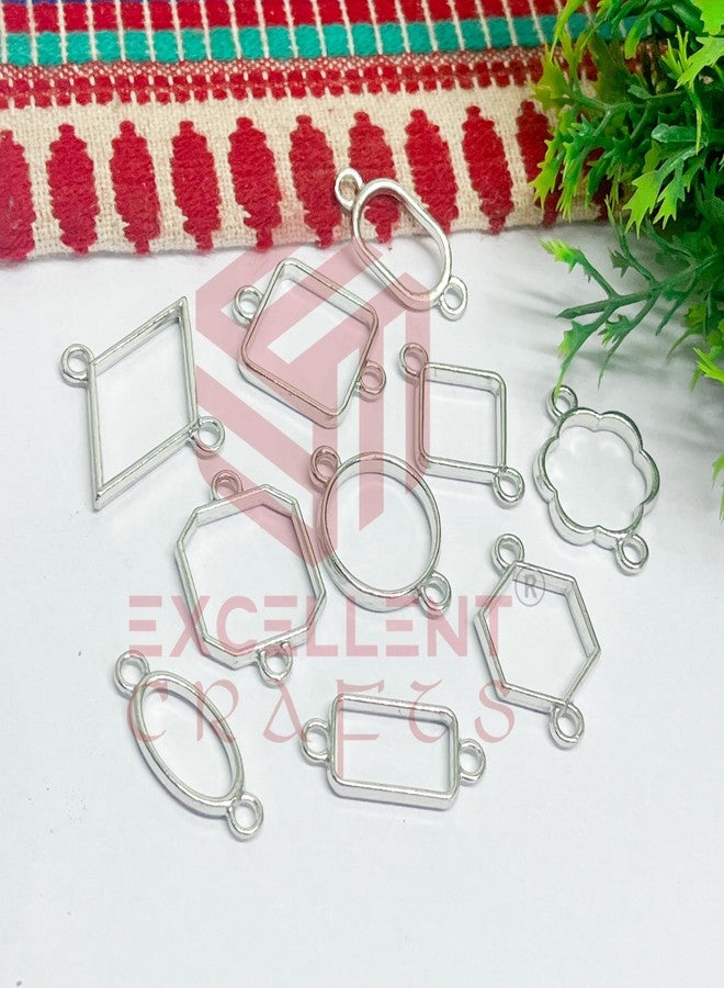 Excellentcrafts EXCELLENT CRAFTS Rakhi Bezels, Resin Bezel for Making Pendants, Rakhi, Bracelet, Earrings, DIY for Rakshabandhan (Pack of 10 pcs) (Silver) - Image 2